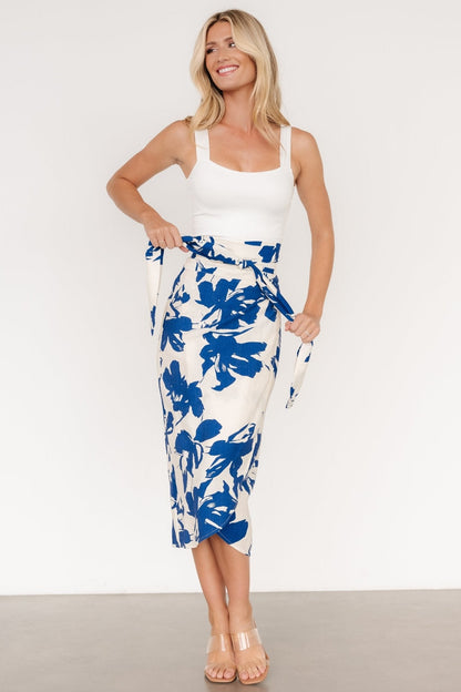 Vista Wrap Midi Skirt | Blue Print