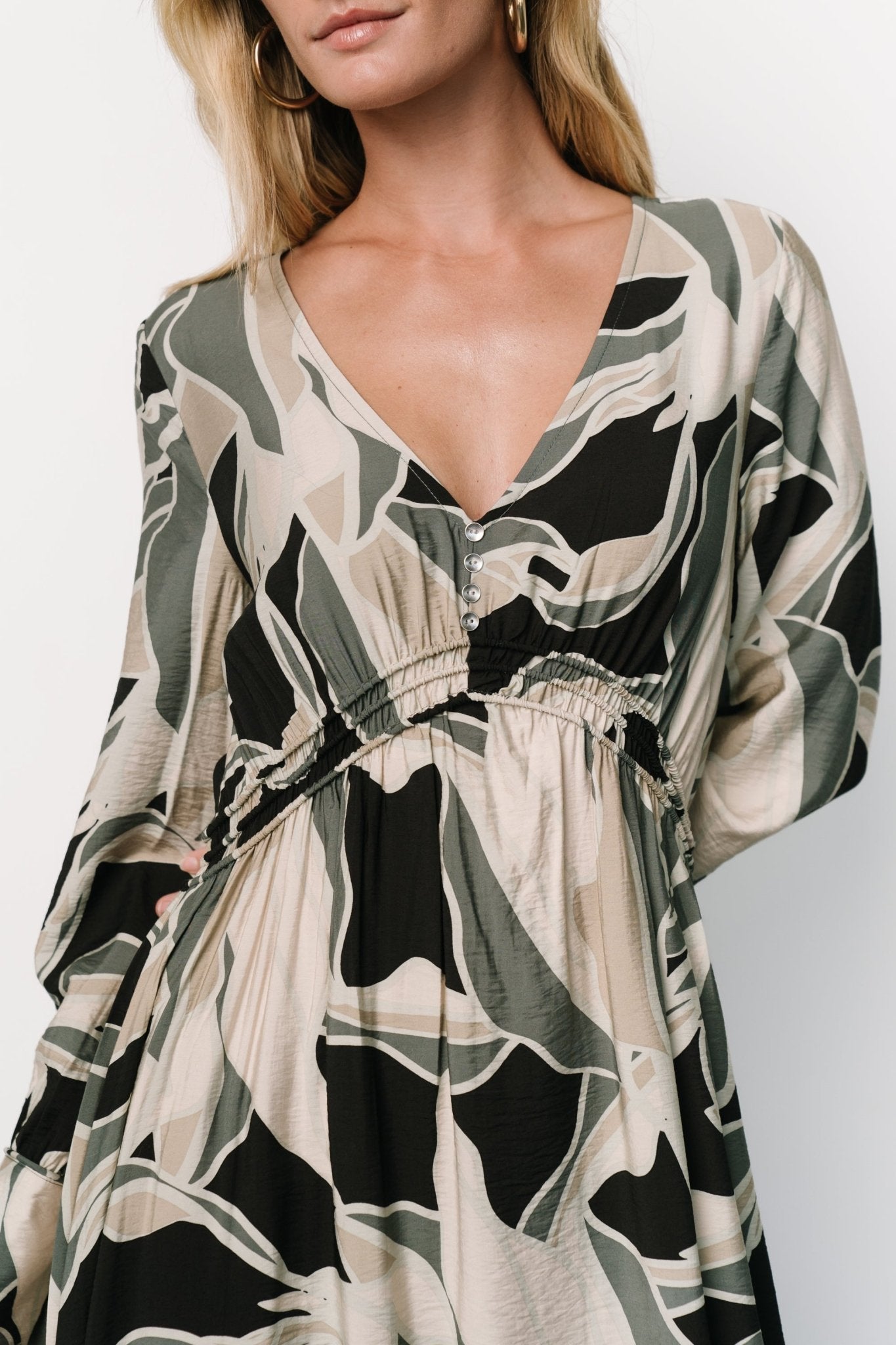 Zinnia Maxi Dress | Black + Eucalyptus Print